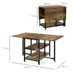 Palia Table à manger pliante industrielle marron noir