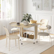 Delreay Table à manger pliante extensible avec rangement blanc bois