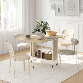 Delreay Table à manger pliante extensible avec rangement blanc bois