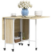 Delreay Table à manger pliante extensible avec rangement blanc bois