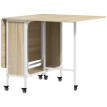 Delreay Table à manger pliante extensible avec rangement blanc bois