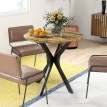 Table de cuisine Kerel ronde 2 personnes acier marron rustique