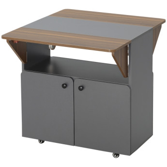 Monteo buffet pliant mobile table extensible gris clair marron foncé