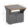 Monteo buffet pliant mobile table extensible gris clair marron foncé