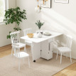 Table Ralanora pliante avec rangement et roulettes Blanc