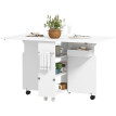 Table Ralanora pliante avec rangement et roulettes Blanc
