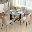 Monrora Table salle à manger pliante roulettes étagère ouverte gris ciment