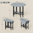 Monrora Table salle à manger pliante roulettes étagère ouverte gris ciment