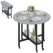 Monrora Table salle à manger pliante roulettes étagère ouverte gris ciment