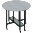 Monrora Table salle à manger pliante roulettes étagère ouverte gris ciment
