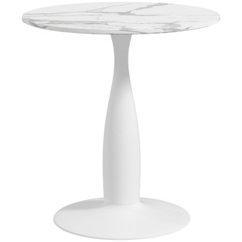 Table à manger Larier ronde acier MDF blanc