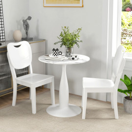 Table à manger Larier ronde acier MDF blanc
