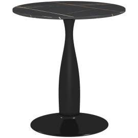 Table à manger Ilrario ronde acier MDF mélaminé noir