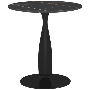 Table à manger Ilrario ronde acier MDF mélaminé noir