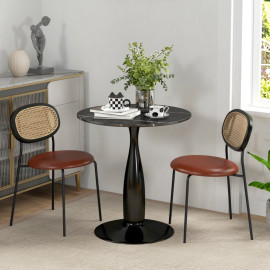 Table à manger Ilrario ronde acier MDF mélaminé noir