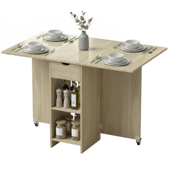 Produit Darara table à manger pliante extensible avec rangement naturel