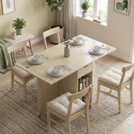 Produit Darara table à manger pliante extensible avec rangement naturel