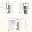 Marorine Table à manger pliante extensible rangement sur roues Blanc