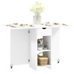 Marorine Table à manger pliante extensible rangement sur roues Blanc