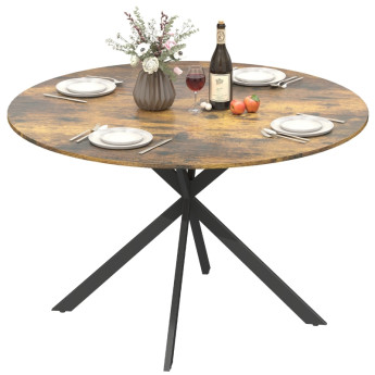 Darum Table ronde industrielle 4 personnes Brun rustique