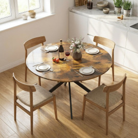 Darum Table ronde industrielle 4 personnes Brun rustique
