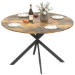 Darum Table ronde industrielle 4 personnes Brun rustique
