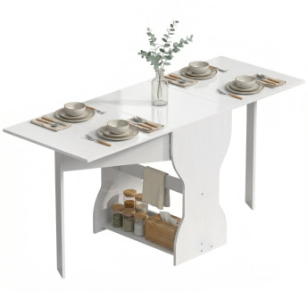 Table à manger pliante Harorven table de cuisine gain de place blanche