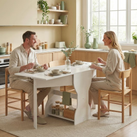 Table à manger pliante Harorven table de cuisine gain de place blanche