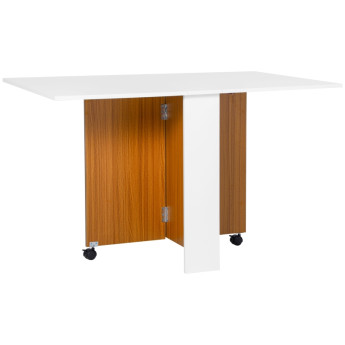 Calveier table à manger pliante extensible mobile teck blanc