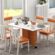 Calveier table à manger pliante extensible mobile teck blanc