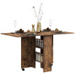 Table à manger pliante Ylerea sur roulettes brun rustique