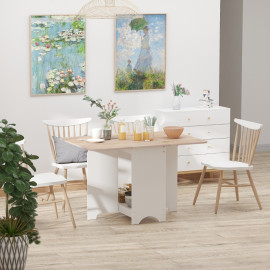 Selay Table console pliante gain de place avec rangement Bois et Blanc
