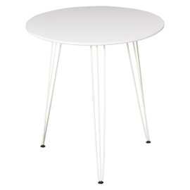 Table de salle à manger Flora ronde pieds métal style nordique blanc