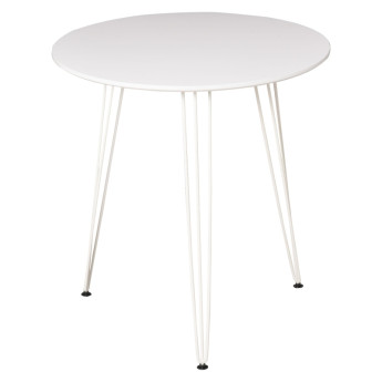 Table de salle à manger Flora ronde pieds métal style nordique blanc
