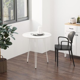 Table de salle à manger Flora ronde pieds métal style nordique blanc