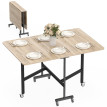 Table pliante Enian 4 à 6 personnes roulettes frein Chêne
