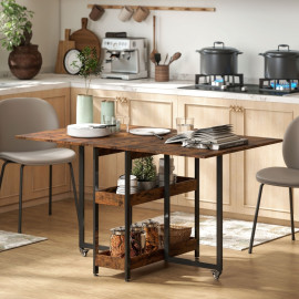 Table à manger pliante Ariaiel table industrielle extensible brun rustique