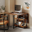 Table à manger pliante Ariaiel table industrielle extensible brun rustique