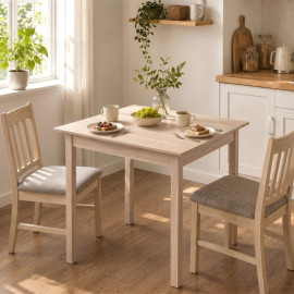 Table de cuisine Isum table carrée design moderne bois naturel blanc