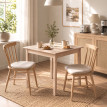 Table de cuisine Isum table carrée design moderne bois naturel blanc