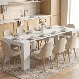 Table extensible Ololea table à manger convertible console 10 personnes blanc