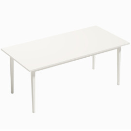 Table à manger Galviova moderne 8 personnes pieds bois massif crème
