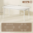 Table à manger Galviova moderne 8 personnes pieds bois massif crème