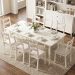 Table à manger Galviova moderne 8 personnes pieds bois massif crème