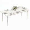 Table à manger Galviova moderne 8 personnes pieds bois massif crème