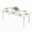 Table à manger Galviova moderne 8 personnes pieds bois massif crème