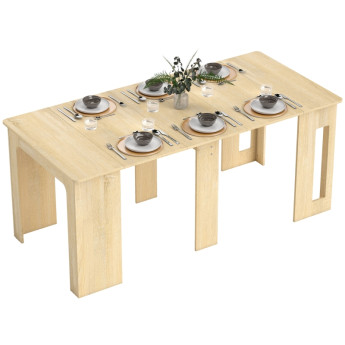 Table à manger Beliel extensible rabattable bois naturel