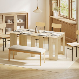 Table à manger Beliel extensible rabattable bois naturel