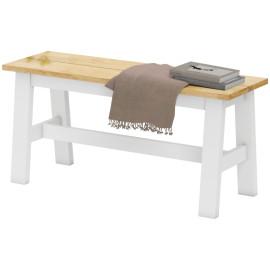 Banc Aurine bois imitation chêne 2 places blanc