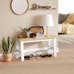 Banc Aurine bois imitation chêne 2 places blanc